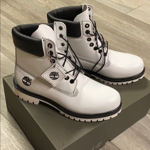 White 6in Premium leather timberlands
